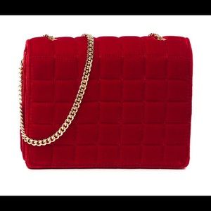 French connection red velvet crossbody bag
